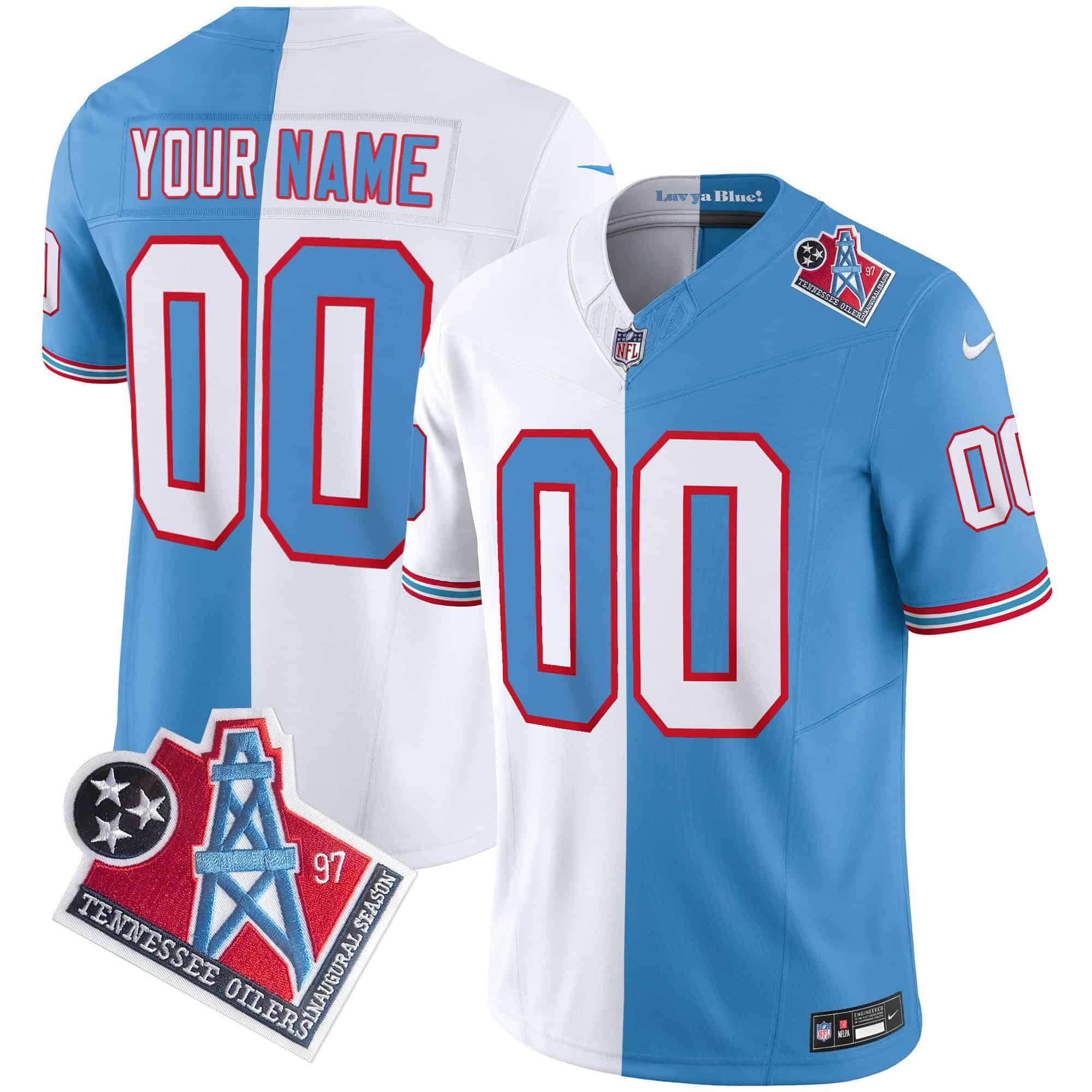 Men Tennessee Titans Light Blue with white 1997 Throwback 2024 Nike Limited Vapor Custom NFL Jersey->customized nfl jersey->Custom Jersey